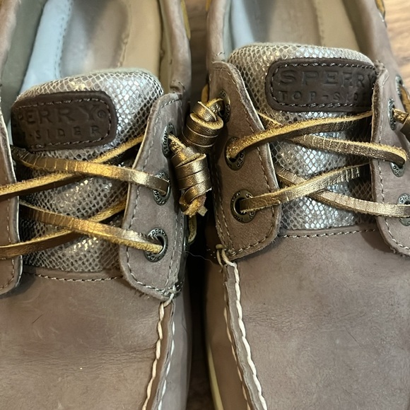 Sperry Top-Sider Brown Leather and Gold Women’s Boat Shoes 7M - Picture 4 of 6